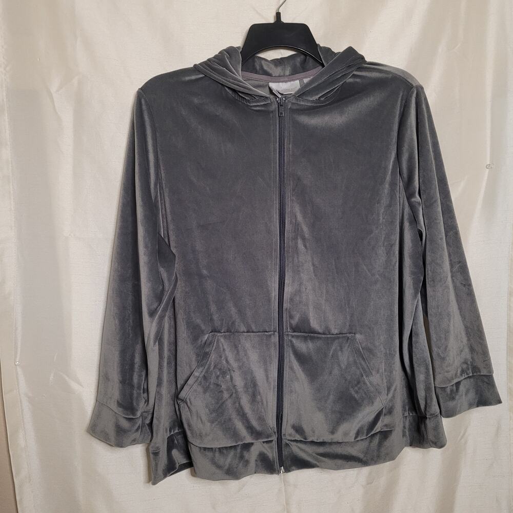 Comfortable Grey Velour Hoodie by 22/24 Avenue